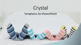  Presentation with socks - Beautiful PPT theme featuring duvet cover - family's feet in stripey socks backdrop and a light gray colored foreground