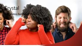  Presentation with ears - Amazing PPT theme having cover - group of people covering ears backdrop and a soft green colored foreground