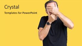  Presentation with woman covering man mouth hand - Cool new theme with cover - handsome middle age hoary senior backdrop and a yellow colored foreground