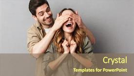  Presentation with young happy couple - Cool new slides with cover - portrait of a happy young backdrop and a violet colored foreground