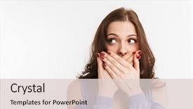  Presentation with mouth - Audience pleasing PPT theme consisting of cover - portrait of a surprised young backdrop and a lemonade colored foreground