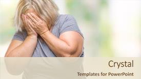  Presentation with woman crying - Slides enhanced with cover - senior plus size caucasian woman background and a lemonade colored foreground