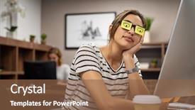 Presentation with sticky notes - Amazing PPT layouts having cover - sleeping businesswoman covering her eyes backdrop and a tawny brown colored foreground