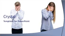  Presentation with women sad - Beautiful PPT layouts featuring cover - team of business men backdrop and a sky blue colored foreground