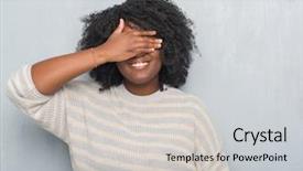  Presentation with eye african american models - Presentation theme having cover - young african american plus size background and a light gray colored foreground