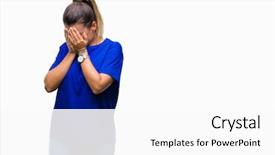  Presentation with woman crying - Colorful slide deck enhanced with cover - young beautiful woman wearing casual backdrop and a white colored foreground
