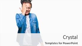  Presentation with eye african american models - PPT layouts with cover - young braided hair african american background and a white colored foreground