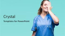  Presentation with hand surgeon - Colorful slide set enhanced with cover - young brunette doctor girl wearing backdrop and a arctic colored foreground