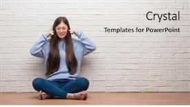  Presentation with brick wall - Colorful slides enhanced with cover - young chinese woman sitting backdrop and a light gray colored foreground