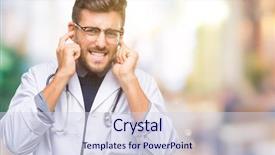  Presentation with deaf - Beautiful slides featuring cover - young handsome doctor man backdrop and a sky blue colored foreground