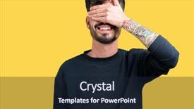  Presentation with blind - PPT theme with cover - young handsome man over isolated background and a wine colored foreground