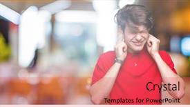  Presentation with old wite man and his music - Beautiful PPT theme featuring cover - young handsome man wearing red backdrop and a red colored foreground