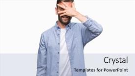  Presentation with eyes - Audience pleasing PPT theme consisting of cover - young handsome man wearing white backdrop and a light blue colored foreground