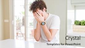  Presentation with crying - Slide set with cover - young handsome man wearing white background and a lemonade colored foreground