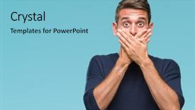  Presentation with winter - PPT theme featuring cover - young handsome man wearing winter background and a light blue colored foreground