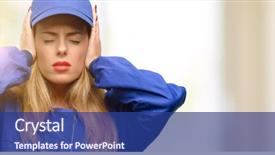  Presentation with plumber - PPT layouts consisting of cover - young plumber woman covering ears background and a ocean colored foreground