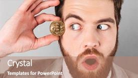  Presentation with economy - Slide deck with cover economy - close up of a curious background and a coral colored foreground