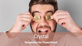  Presentation with bitcoins - Audience pleasing presentation theme consisting of cover economy - close up of a joyful backdrop and a coral colored foreground