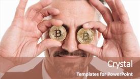  Presentation with bitcoins - PPT layouts enhanced with cover economy - close up portrait background and a coral colored foreground