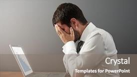  Presentation with depressed - Presentation design having cover economy - depressed businessman covering his face background and a gray colored foreground