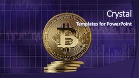  Presentation with monero cryptocurrency hologram coin form - Presentation design featuring cover economy - gold coin bitcoin and cryptocurrency background and a navy blue colored foreground