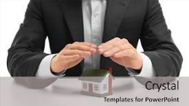  Presentation with cargo insurance man and passenger - PPT layouts with cover economy - insurance concept man covering background and a  colored foreground