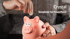  Presentation with piggy bank is evil - PPT layouts enhanced with cover economy - piggy bank on black background background and a tawny brown colored foreground