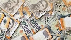  Presentation with hungarian women - PPT layouts enhanced with cover economy - pile of banknotes background and a  colored foreground