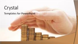  Presentation with to serve protect - Theme enhanced with cover economy - protect your money background and a sky blue colored foreground