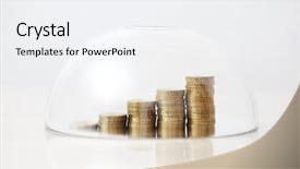  Presentation with golden - Slide set featuring cover economy - rising golden coins protected background and a sky blue colored foreground