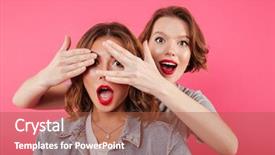  Presentation with women - Colorful theme enhanced with cover energy - image of two women friends backdrop and a  colored foreground