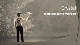  Presentation with paint roller - Colorful presentation theme enhanced with cover financial - elegant businessman covering pie charts backdrop and a gray colored foreground