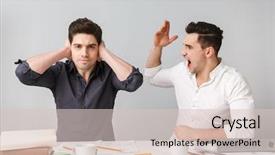  Presentation with hear - Cool new PPT layouts with cover financial - image of displeased young business backdrop and a soft green colored foreground