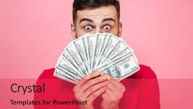  Presentation with cheerful - PPT theme enhanced with cover financial - portrait of a cheerful young background and a red colored foreground