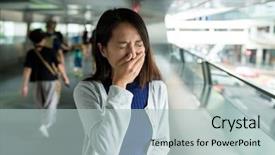  Presentation with tunnel - Slide deck consisting of cover financial - woman feeling sick at tunnel background and a  colored foreground