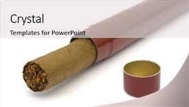  Presentation with cigar - PPT theme with cover habit - cigar in box close-up isolated background and a light gray colored foreground