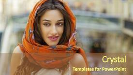  Presentation with woman muslim - Slides enhanced with cover habit - close up portrait background and a  colored foreground