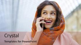  Presentation with woman muslim - Cool new PPT layouts with cover habit - close up portrait backdrop and a red colored foreground