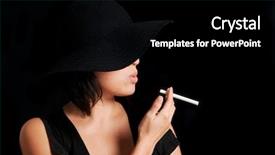  Presentation with graduation black graduate hat - PPT theme featuring cover habit - girl in black hat smokes background and a black colored foreground