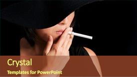  Presentation with black-girl - Amazing PPT theme having cover habit - girl in black hat smokes backdrop and a tawny brown colored foreground