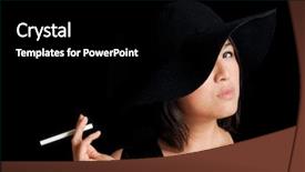  Presentation with black girl - PPT layouts consisting of cover habit - girl in black hat smokes background and a black colored foreground