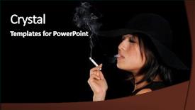  Presentation with graduation black graduate hat - Presentation having cover habit - girl in black hat smokes background and a black colored foreground