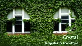  Presentation with green building - Presentation design with cover habit - lush green ivy covering windows background and a tawny brown colored foreground