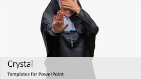  Presentation with nun - PPT theme having cover habit - middle age senior christian catholic background and a white colored foreground
