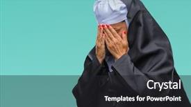  Presentation with nun - PPT layouts having cover habit - middle age senior christian catholic background and a dark gray colored foreground