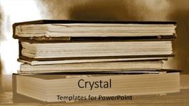  Presentation with tan book stack stacks of books - Presentation theme consisting of cover habit - pile of books background and a coral colored foreground