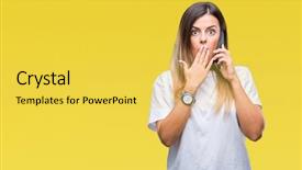  Presentation with speaking - Presentation design consisting of cover mouth with hand shock background and a yellow colored foreground