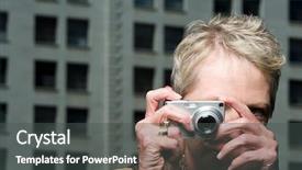  Presentation with airplane taking off sky - Colorful PPT theme enhanced with cover new york city - woman taking a photograph backdrop and a  colored foreground