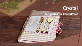  Presentation with recipe book - Amazing slide set having cover page - recipe book and ingredients backdrop and a tawny brown colored foreground