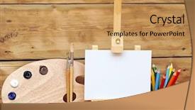  Presentation with artistic - Presentation design consisting of cover page - wooden easel with clean paper background and a coral colored foreground